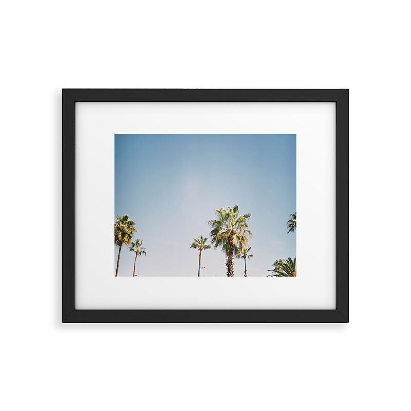 Palmtrees in Barcelona Europe | Blue Sky, Green Palm Trees Tropical vibe Framed Art Print Gallery Image 5