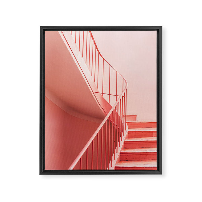 Pink Steps in Cannes | Architectural Minimalism Framed Canvas Print Gallery Image 1