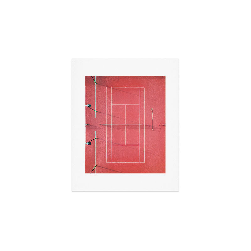 Pink tennis court at sunrise | Colorful drone aerial photography art | sports field print Art Print Gallery Image 1