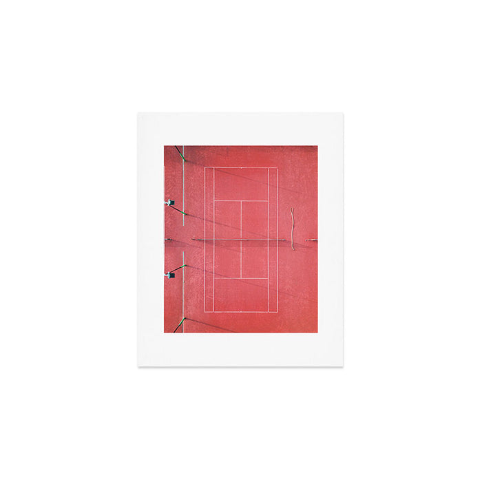 Pink tennis court at sunrise | Colorful drone aerial photography art | sports field print Art Print Gallery Image 1