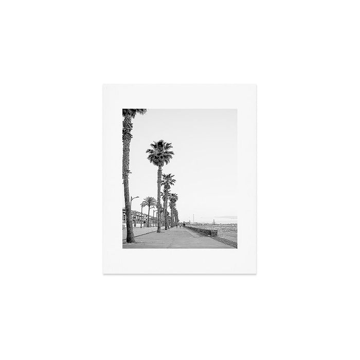 Playa de Valencia | Black and white photograph of the boulevard & beach | travel art Art Print Gallery Image 1