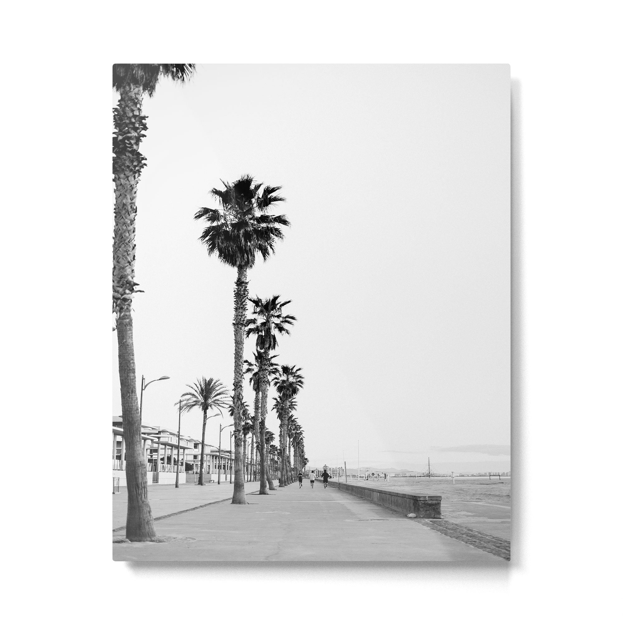 Playa de Valencia | Black and white photograph of the boulevard & beach | travel art Metal Print Gallery Image 4