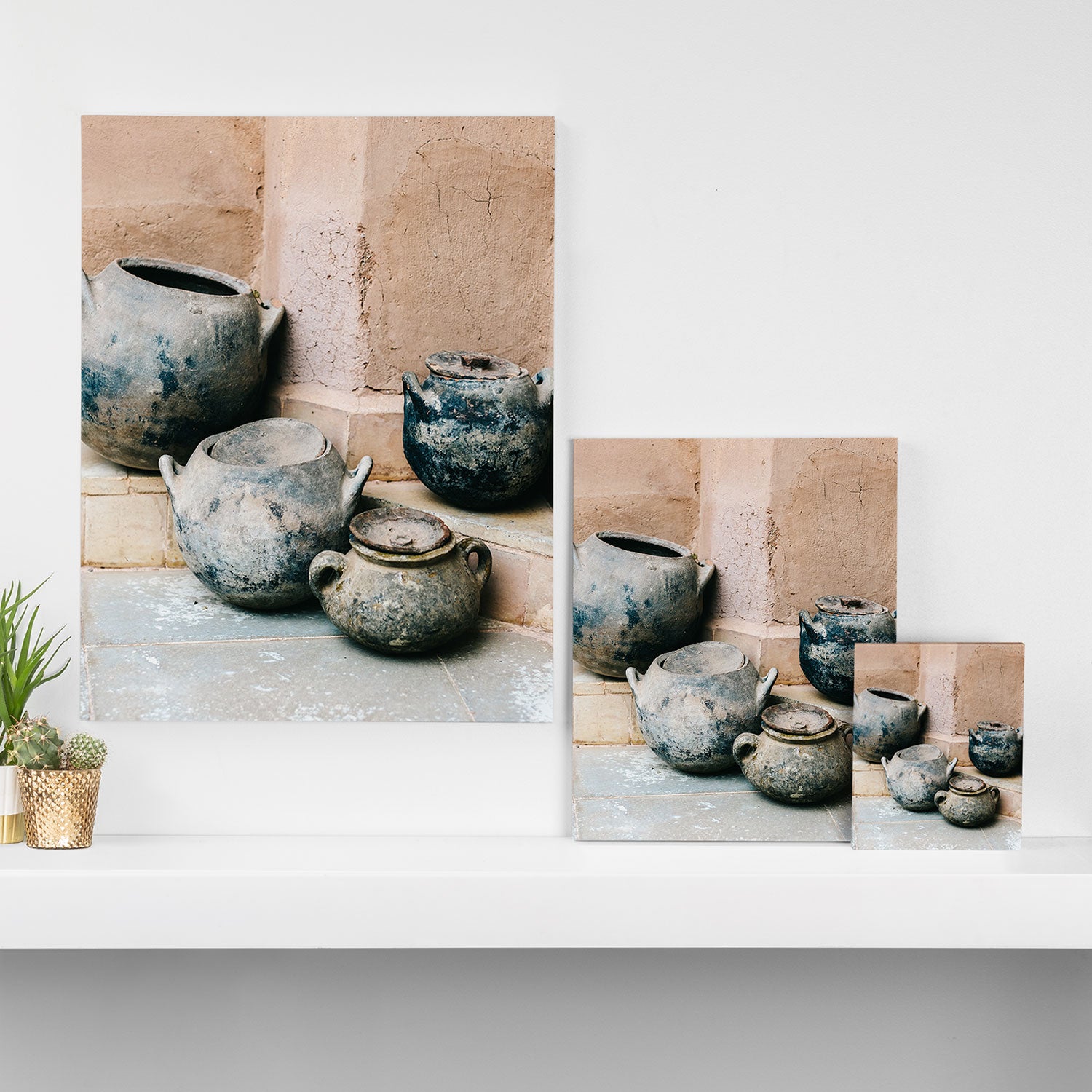 Pottery in earth tones | Ourika Marrakech Morocco | Still life photography Canvas Print Gallery Image 3