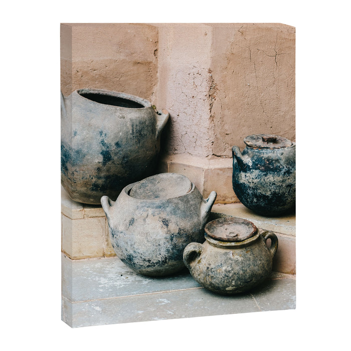 Pottery in earth tones | Ourika Marrakech Morocco | Still life photography Canvas Print Gallery Image 1