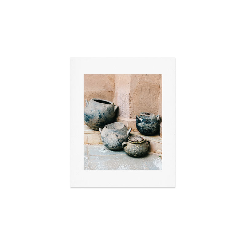 Pottery in earth tones | Ourika Marrakech Morocco | Still life photography Art Print Gallery Image 1