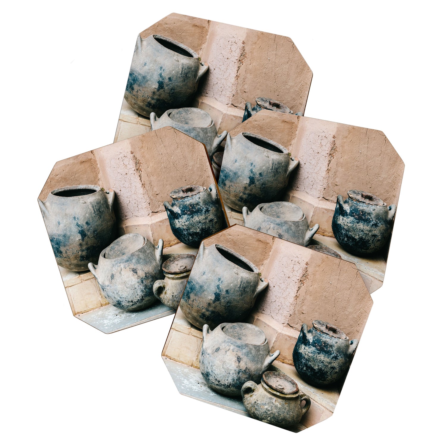Pottery in earth tones | Ourika Marrakech Morocco | Still life photography Coaster Gallery Image 1