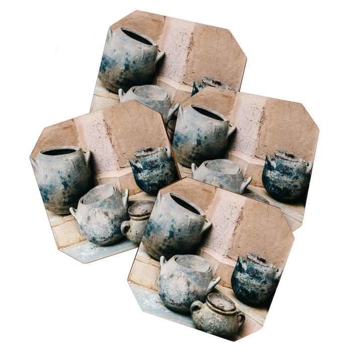 Pottery in earth tones | Ourika Marrakech Morocco | Still life photography Coaster Gallery Image 1