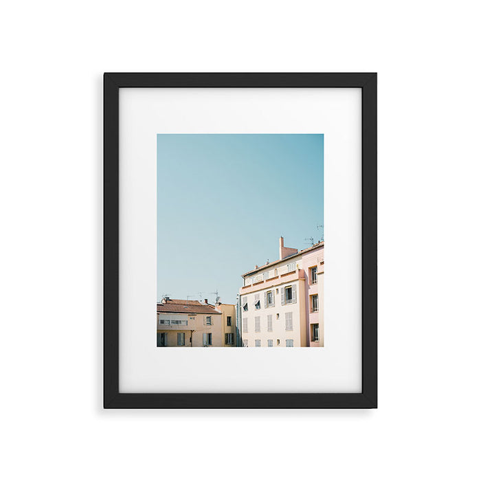 Pretty pretty Cannes | Pastel colored apartment buildings in the South of France Framed Art Print Gallery Image 1