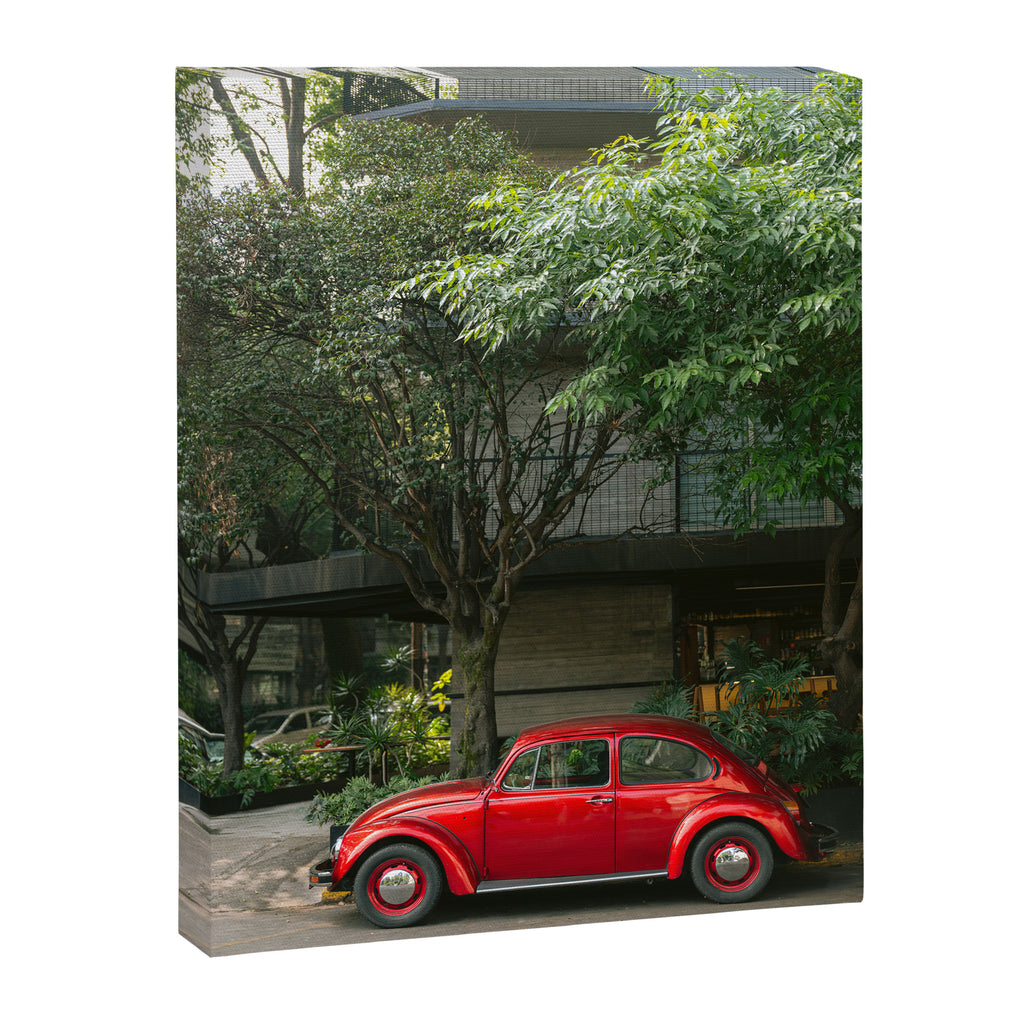 Red Classic Car in Mexico City | Travel Photography Canvas Print Gallery Image 6