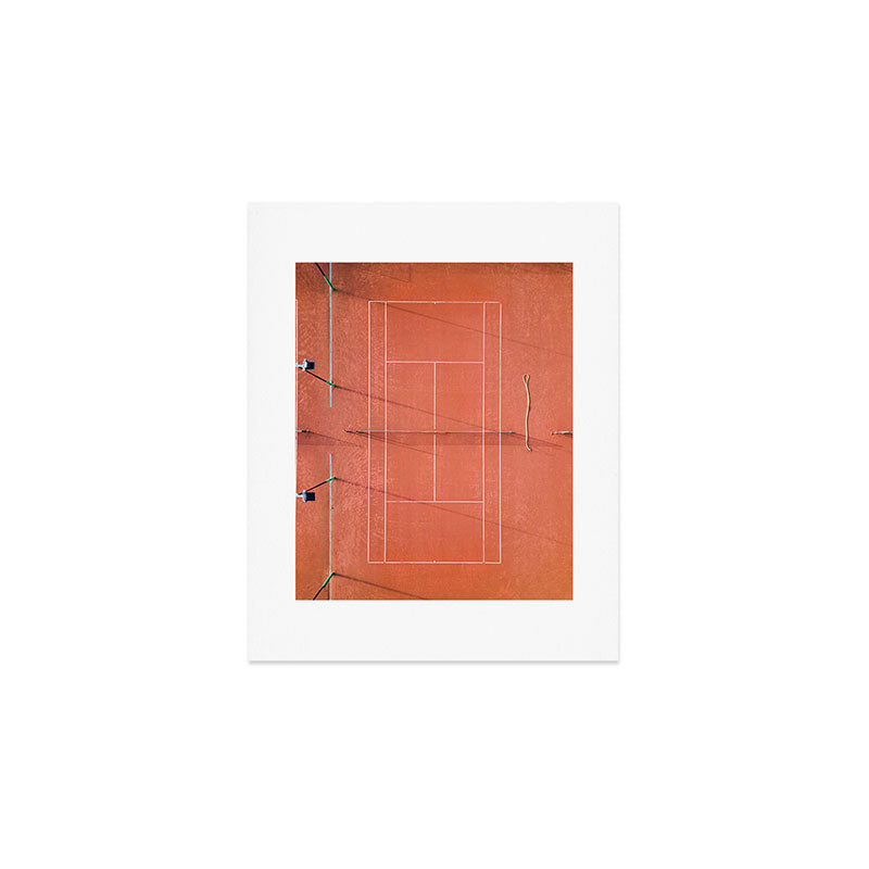 Red tennis court at sunrise | Colorful drone aerial photography art | sports field print Art Print Gallery Image 1