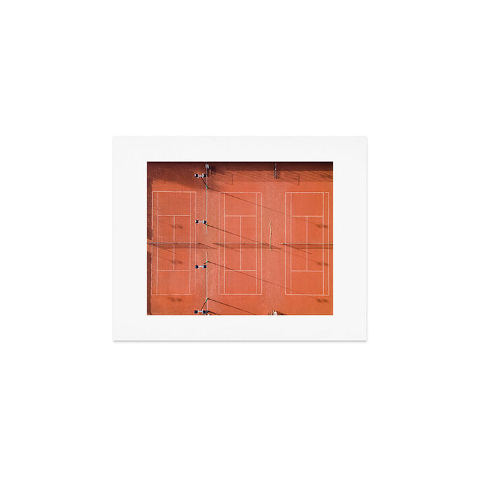 Red tennis court at sunrise | Colorful drone aerial photography art | sports field print Art Print Gallery Image 1