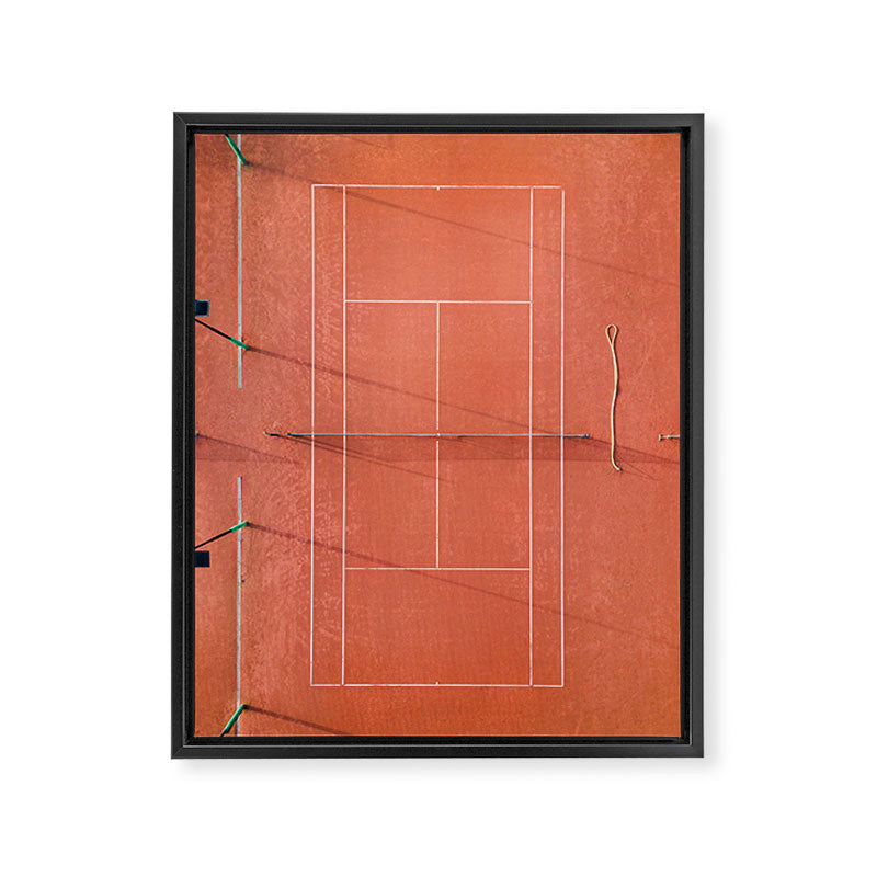 Red tennis court at sunrise | Colorful drone aerial photography art | sports field print Framed Canvas Print Gallery Image 6