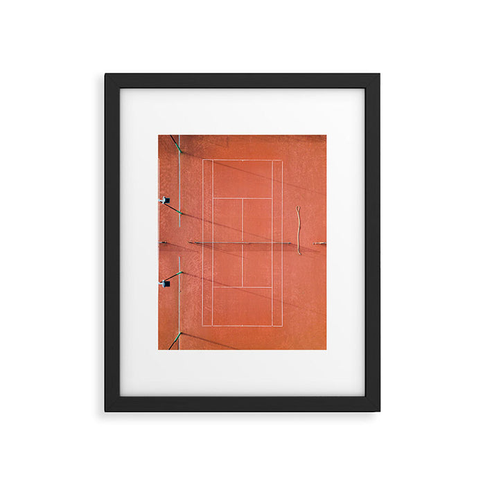 Red tennis court at sunrise | Colorful drone aerial photography art | sports field print Framed Art Print Gallery Image 1