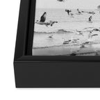 "Seagulls" | Coastal black and white photo | Film photography | Beach Framed Canvas Print Gallery Image 3