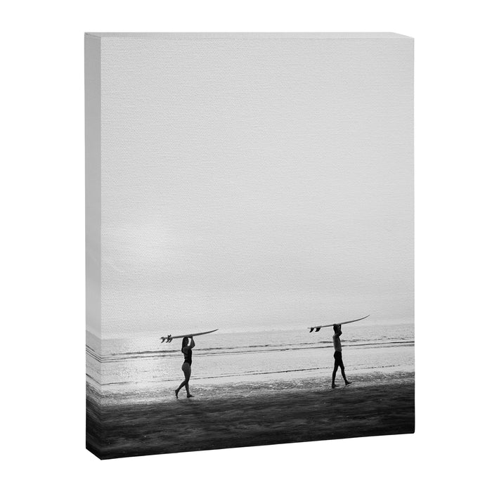 Surfer couple | Wanderlust photography of surfer couple | Coastal wall art. Canvas Print Gallery Image 1