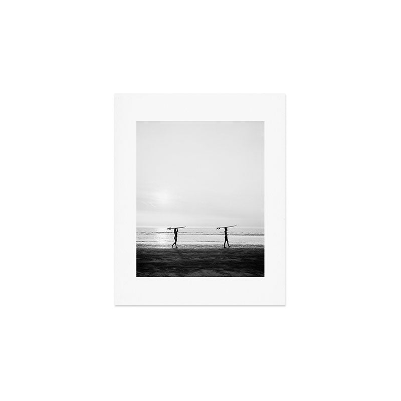 Surfer couple | Wanderlust photography of surfer couple | Coastal wall art. Art Print Gallery Image 1