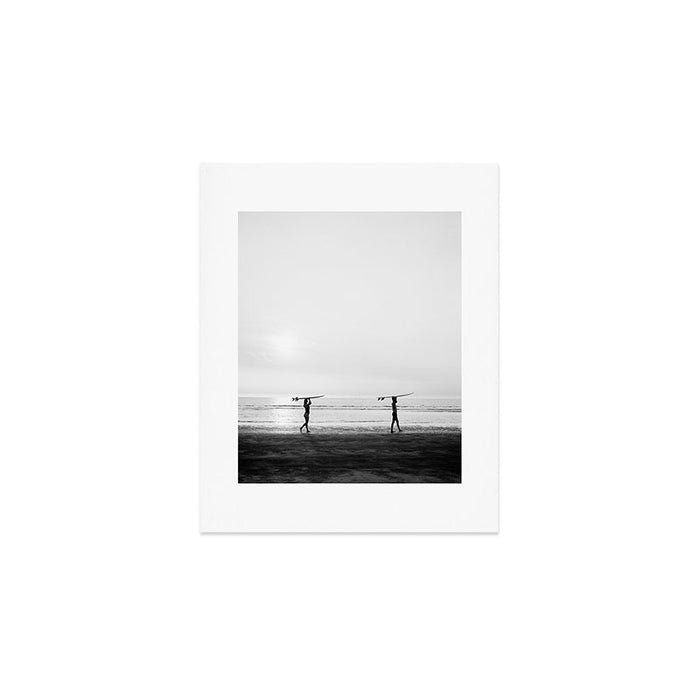 Surfer couple | Wanderlust photography of surfer couple | Coastal wall art. Art Print Gallery Image 1
