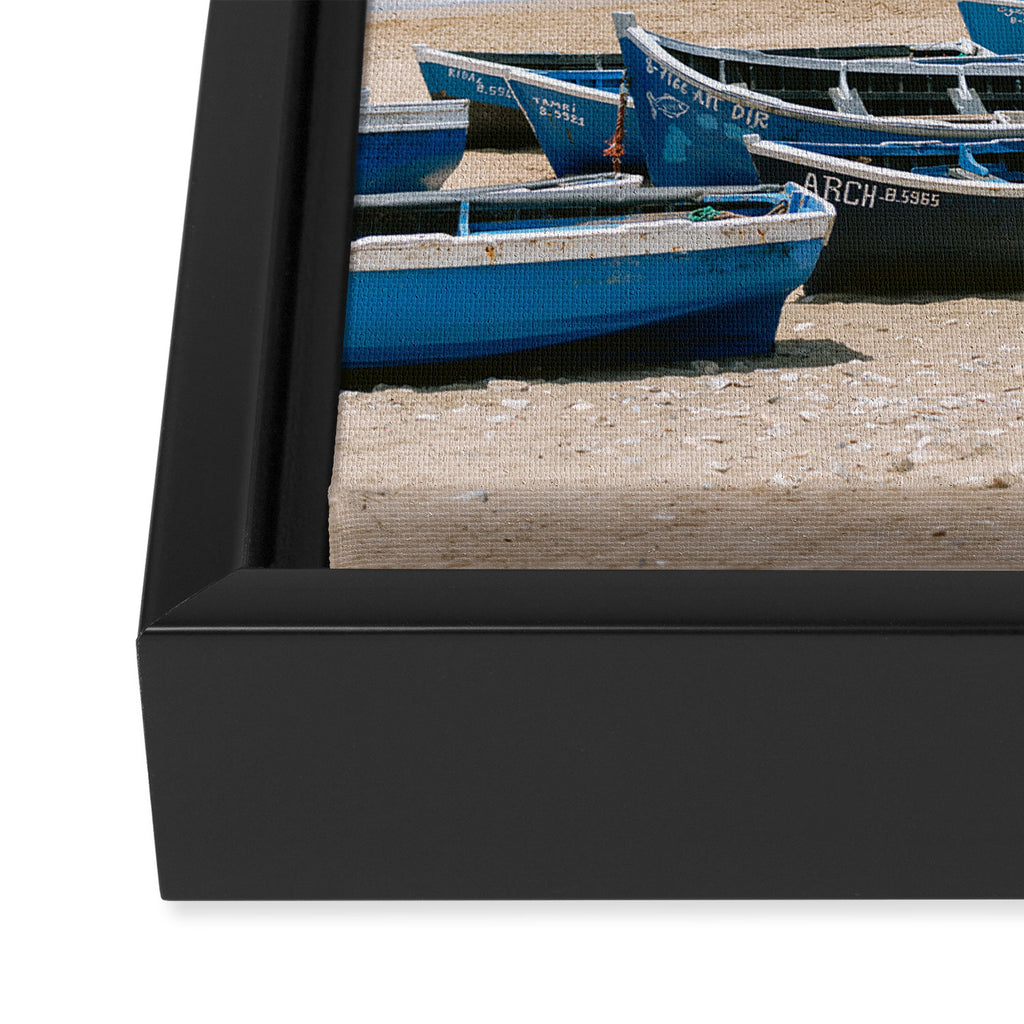 Tamraght Boats | Moroccan Coast Travel Photography Framed Canvas Print Gallery Image 3