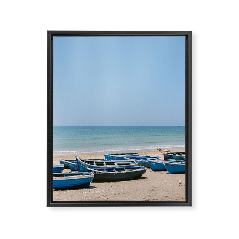 Tamraght Boats | Moroccan Coast Travel Photography Framed Canvas Print Gallery Image 6