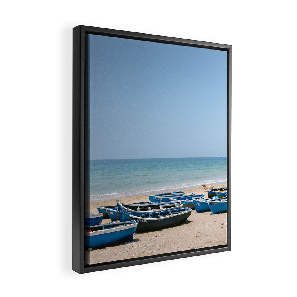 Tamraght Boats | Moroccan Coast Travel Photography Framed Canvas Print Gallery Image 2