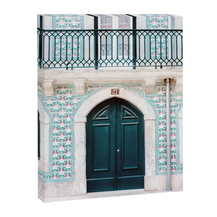 The green door | Lisbon Portugal architecture | Fine art travel photography print Canvas Print Gallery Image 1