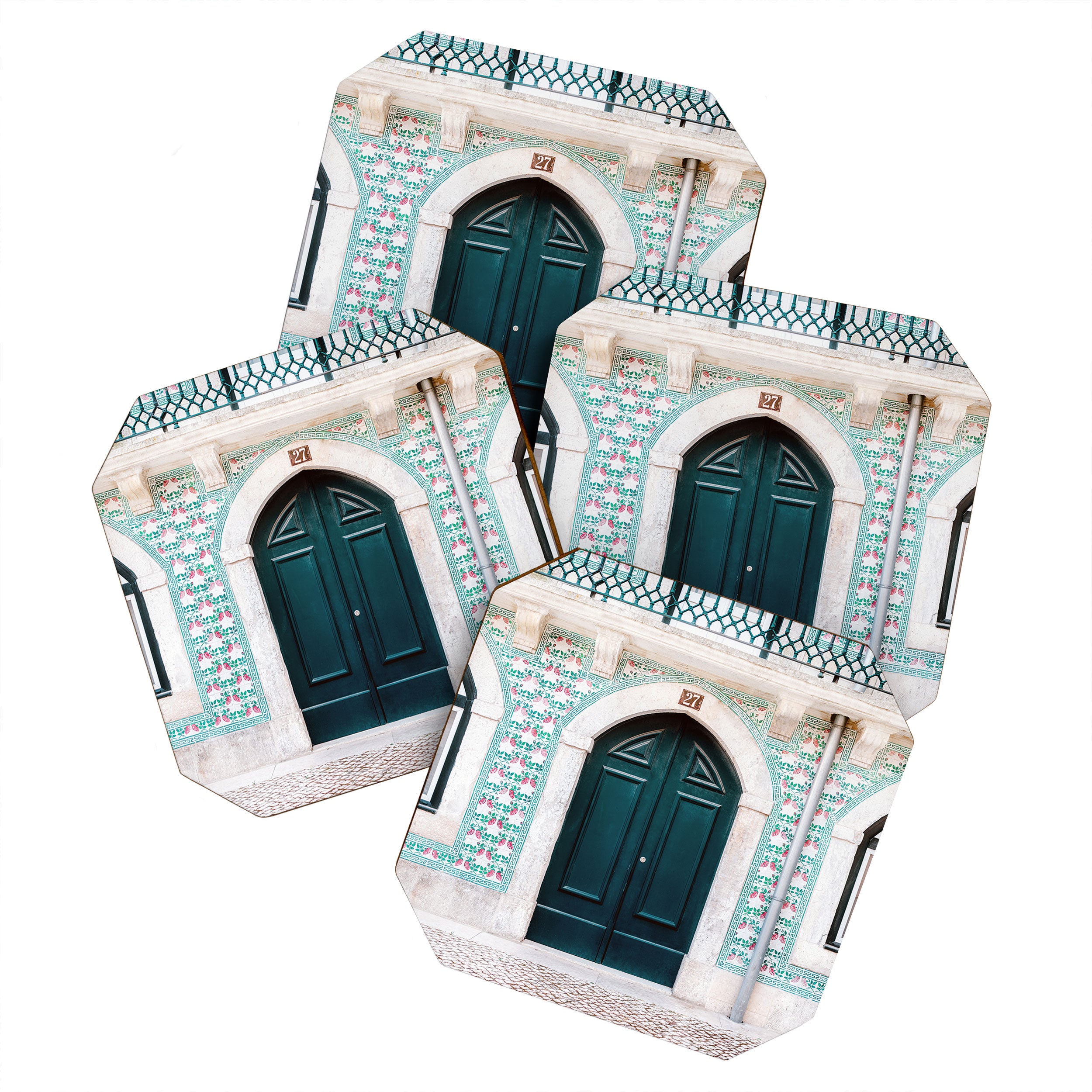 The green door | Lisbon Portugal architecture | Fine art travel photography print Coaster Gallery Image 1