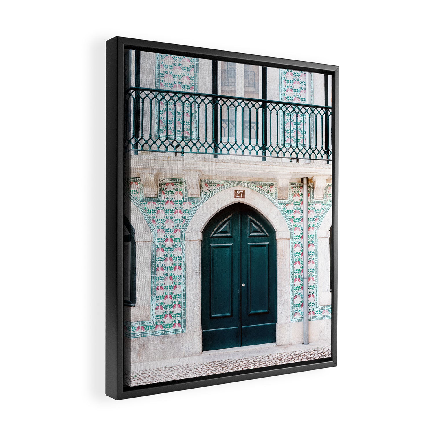 The green door | Lisbon Portugal architecture | Fine art travel photography print Framed Canvas Print Gallery Image 2