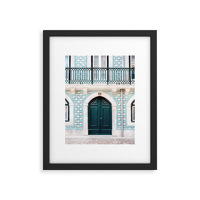 The green door | Lisbon Portugal architecture | Fine art travel photography print Framed Art Print Gallery Image 1