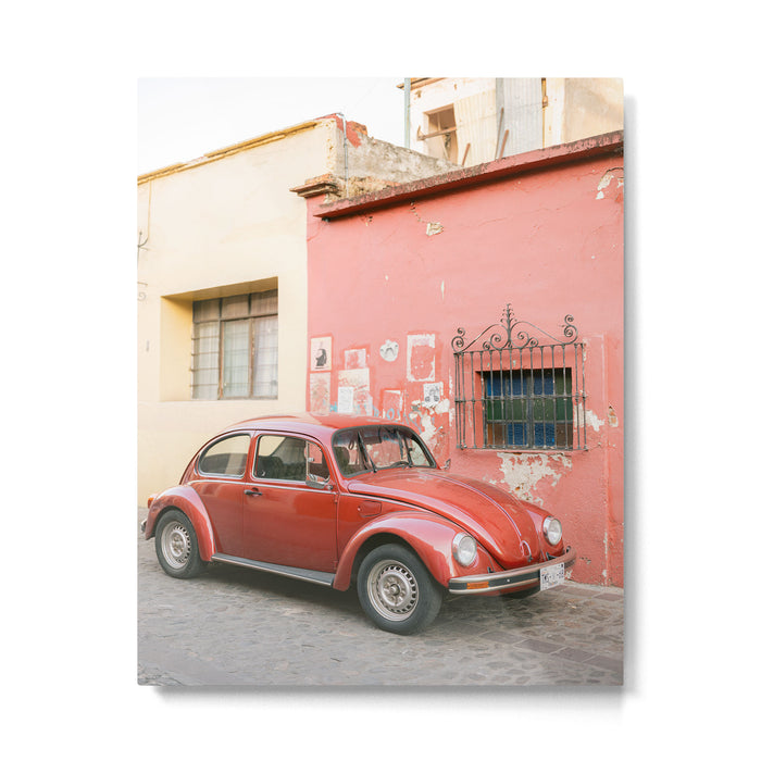 The Red Retro Car of Oaxaca Metal Print Gallery Image 1
