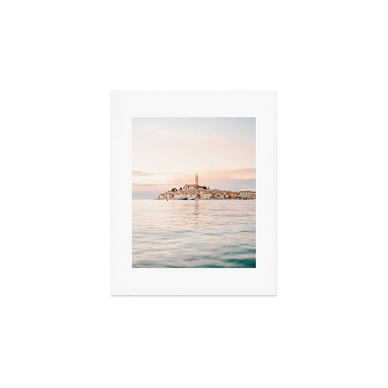 The Rovinj Sunset | Pastel colored travel photography at the sea | ocean print Art Print Gallery Image 1