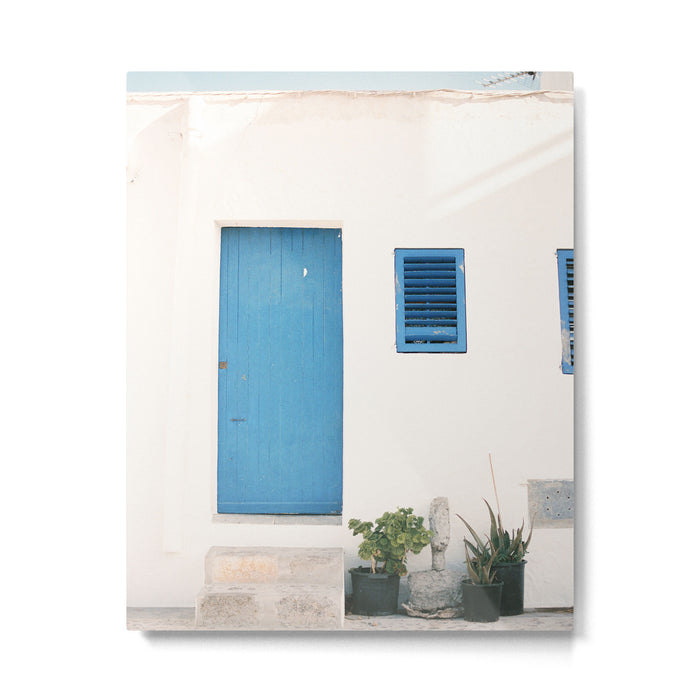 Travel photography print âIbiza blue and whiteâ photo art made in the old town of Eivissa / Ibiza Metal Print Gallery Image 1