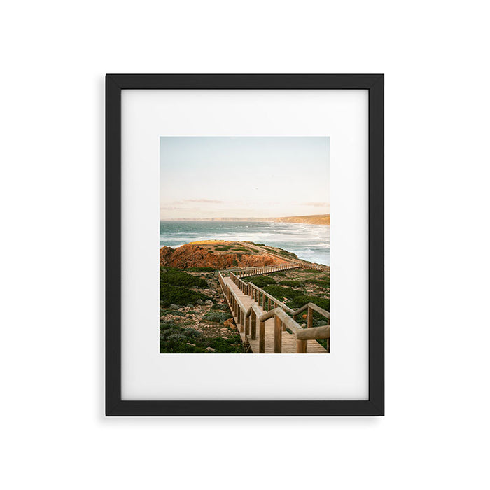 Walkway into the Algarve | Portugal beach travel photography | Praia Bordeira Framed Art Print Gallery Image 1