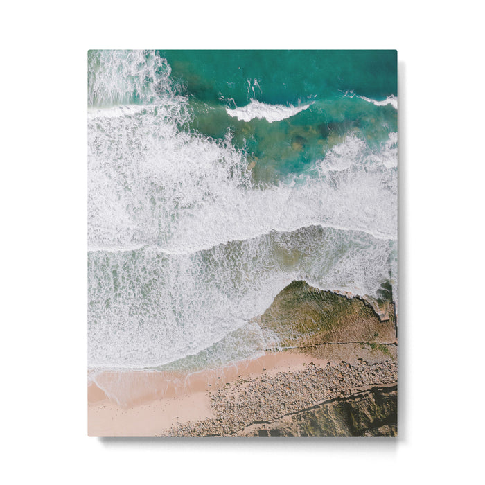 Waves of the ocean | Ericeira fine art travel photography | sea drone wall art Metal Print Gallery Image 1