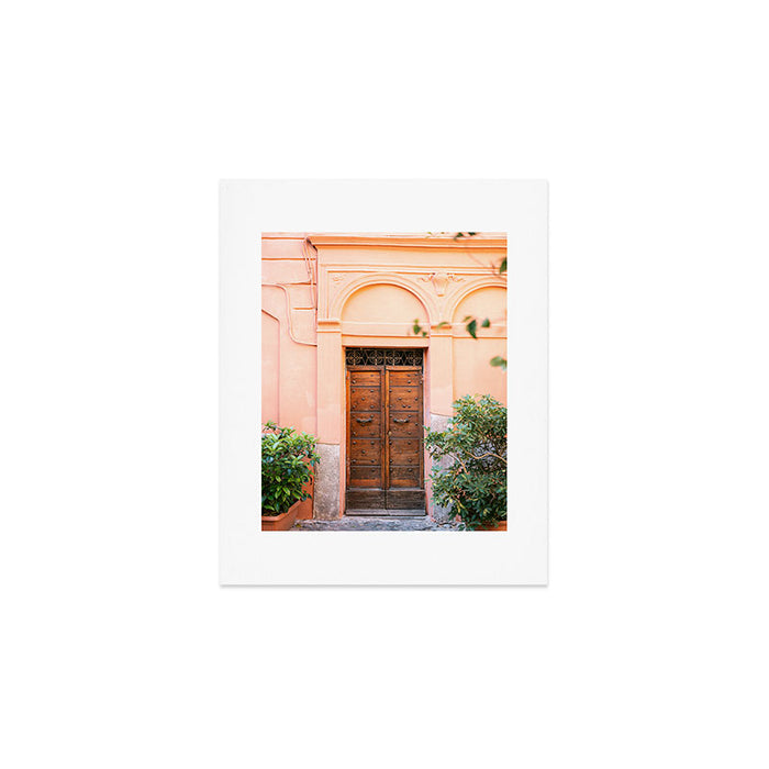 Wooden door on coral | Trastevere Rome Italy Travel Photography Art Print Gallery Image 1