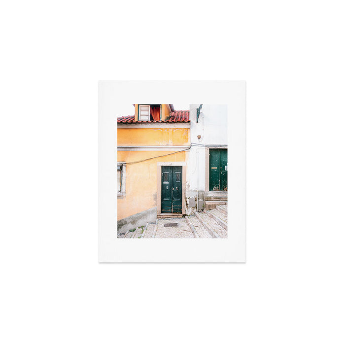 Yellow Lisbon | Front door travel photography Alfama quarter | Portugal  Art Print Gallery Image 1