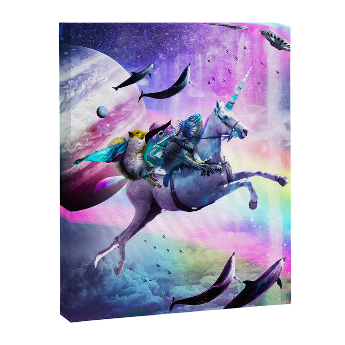 Bearded Dragon Frog Squirrel On Rainbow Unicorn Canvas Print Gallery Image 1