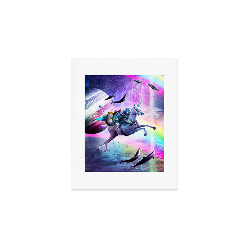 Bearded Dragon Frog Squirrel On Rainbow Unicorn Art Print Gallery Image 1