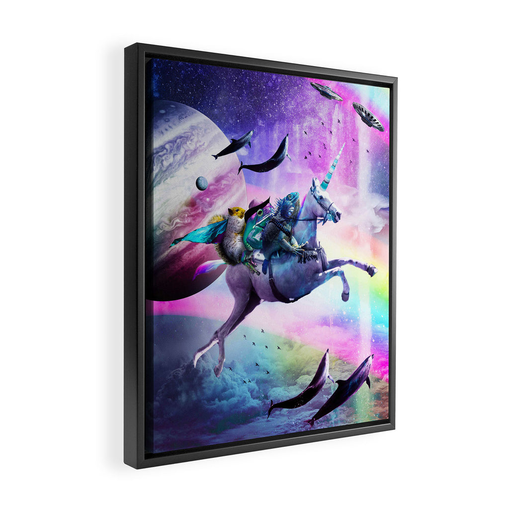 Bearded Dragon Frog Squirrel On Rainbow Unicorn Framed Canvas Print Gallery Image 2