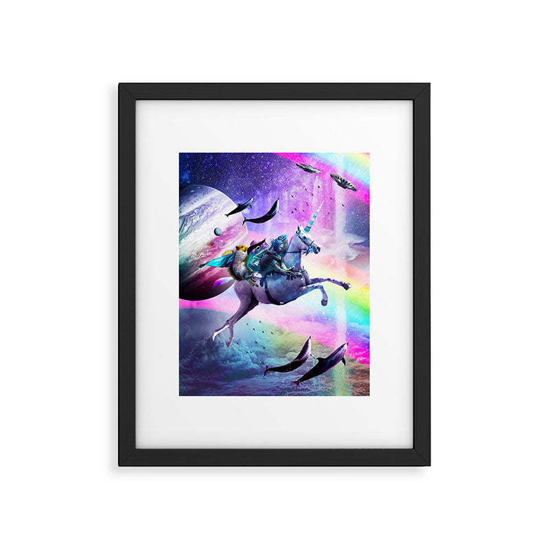 Bearded Dragon Frog Squirrel On Rainbow Unicorn Framed Art Print Gallery Image 5