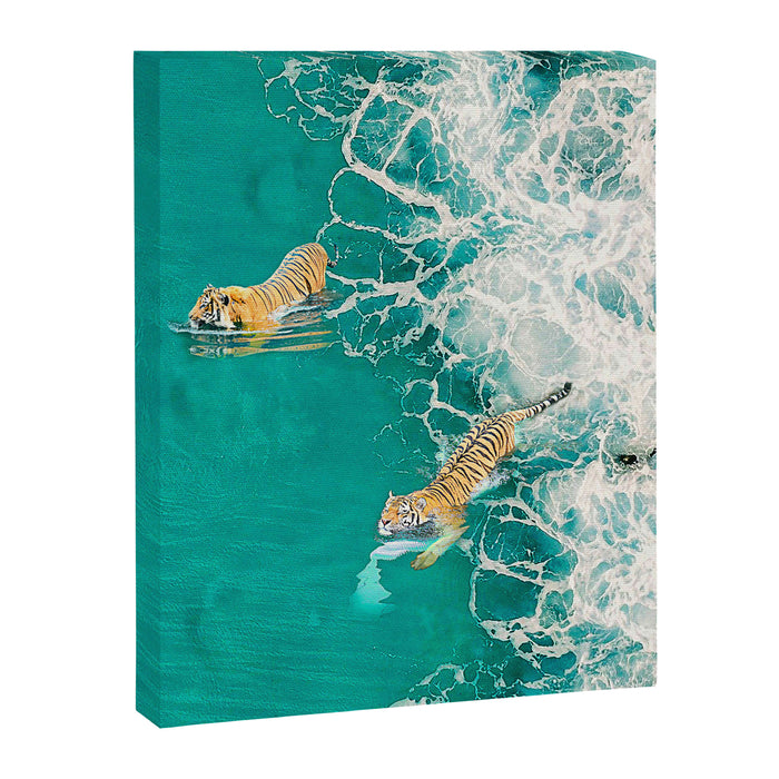 Big Cat Tiger Surfing At Beach Canvas Print Gallery Image 1