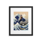 Cowboy Capybara Riding Dolphin Great Wave Framed Art Print Gallery Image 5