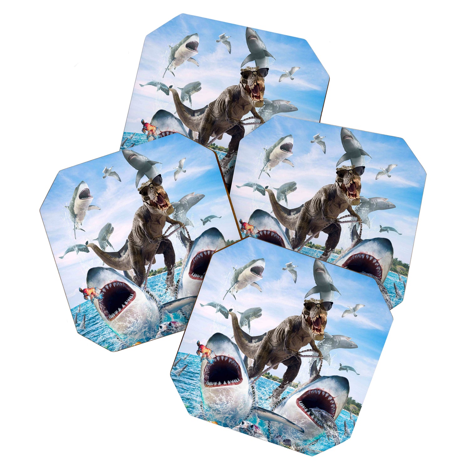 Dinosaur Riding Sharks Coaster Gallery Image 1