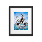 Dinosaur Riding Sharks Framed Art Print Gallery Image 5