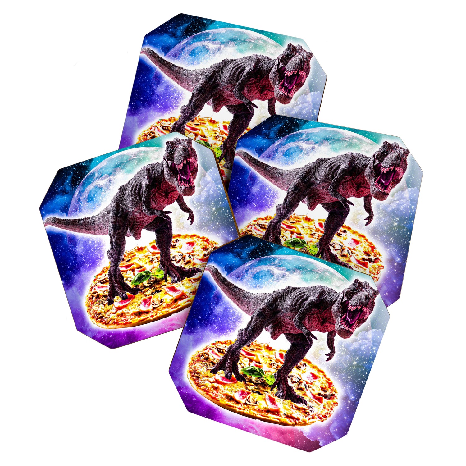 Tyrannosaurus Rex Dinosaur Riding Pizza In Space Coaster Gallery Image 1