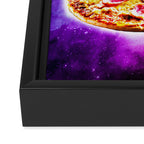 Tyrannosaurus Rex Dinosaur Riding Pizza In Space Framed Canvas Print Gallery Image 3