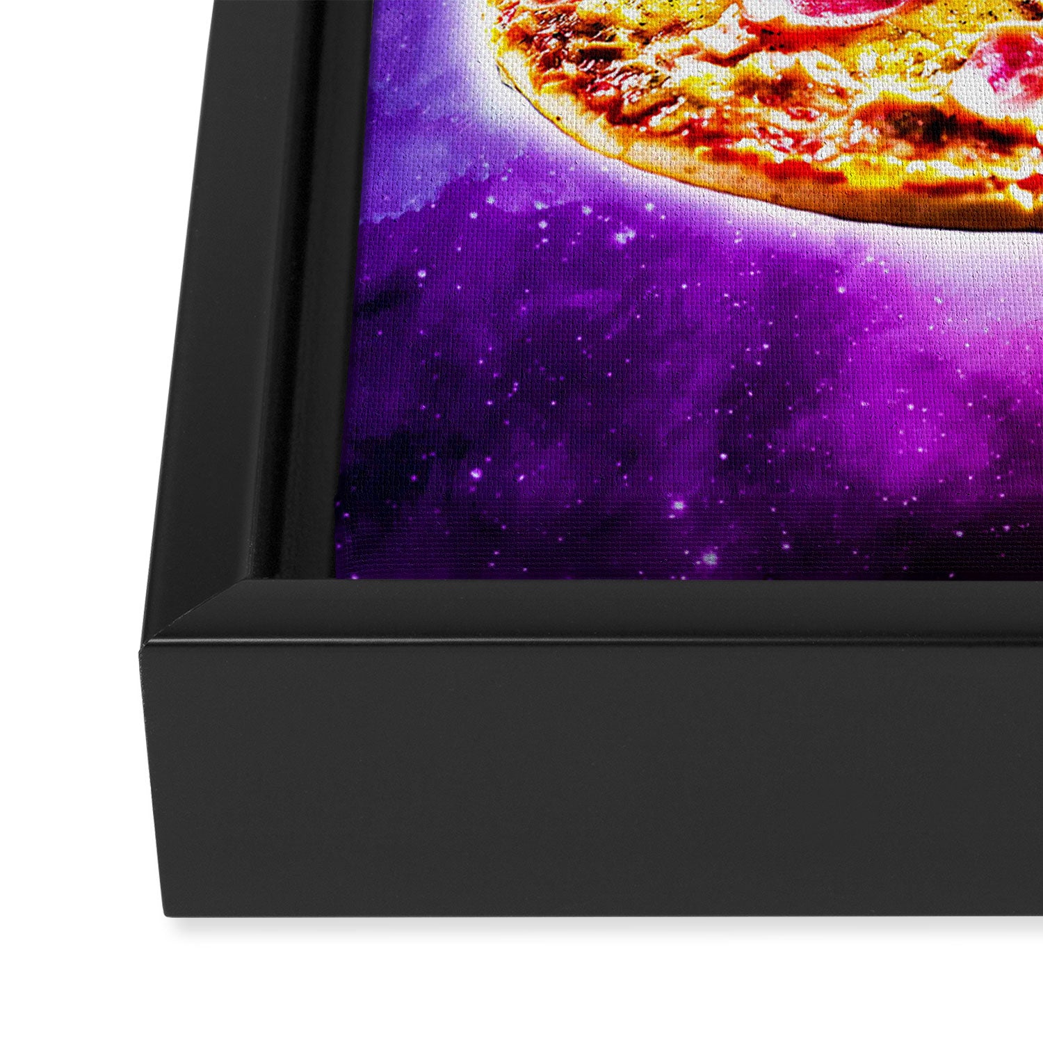 Tyrannosaurus Rex Dinosaur Riding Pizza In Space Framed Canvas Print Gallery Image 3