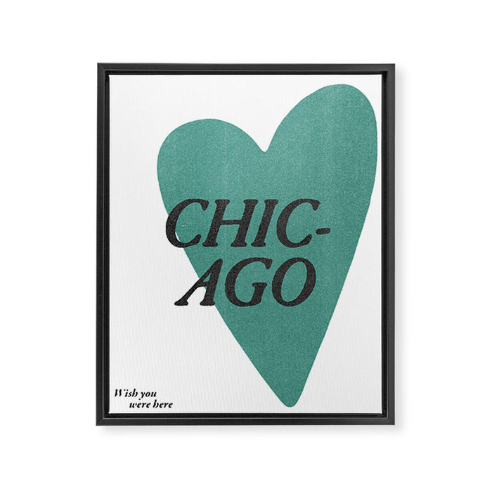 Wish you were here - Chicago Framed Canvas Print Gallery Image 1