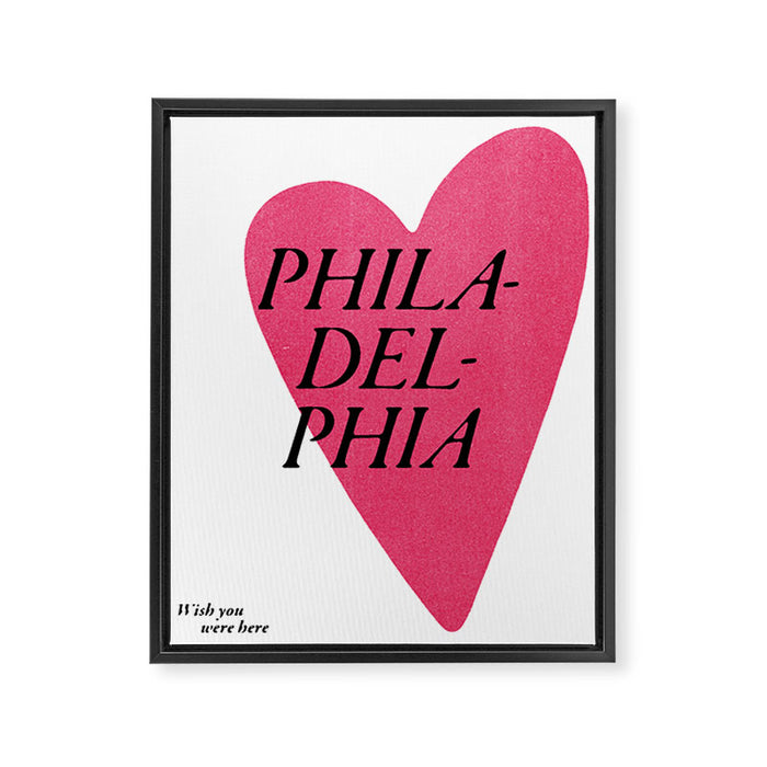 Wish You Were Here - Philadelphia Framed Canvas Print Gallery Image 1