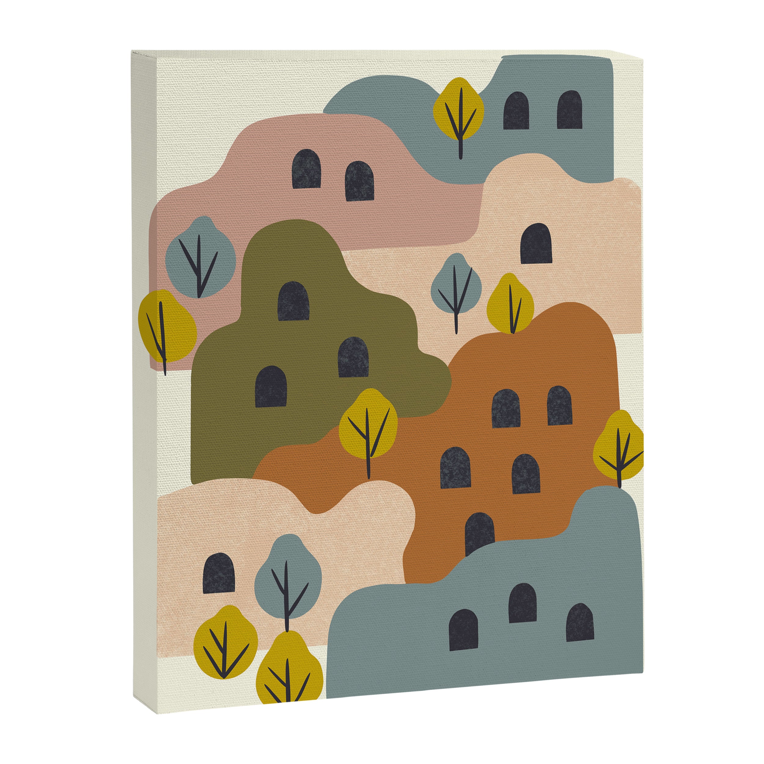 Adobe Village With Trees Canvas Print Gallery Image 6