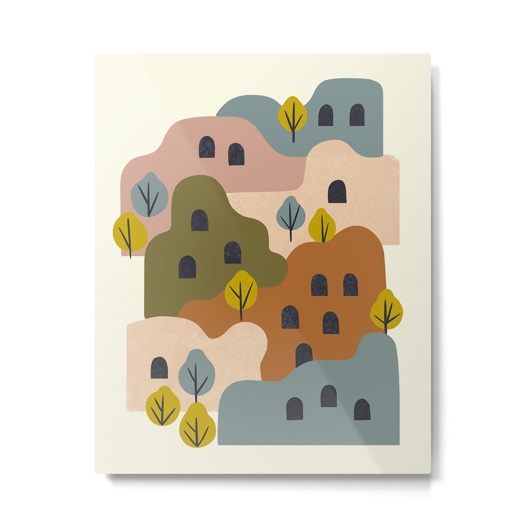 Adobe Village With Trees Metal Print Gallery Image 4